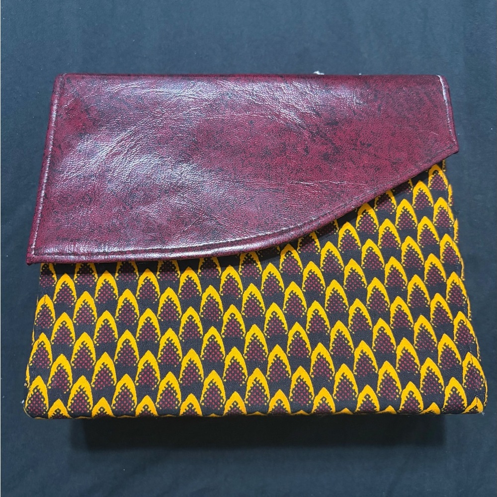 Elegant Burgundy and Yellow Clutch